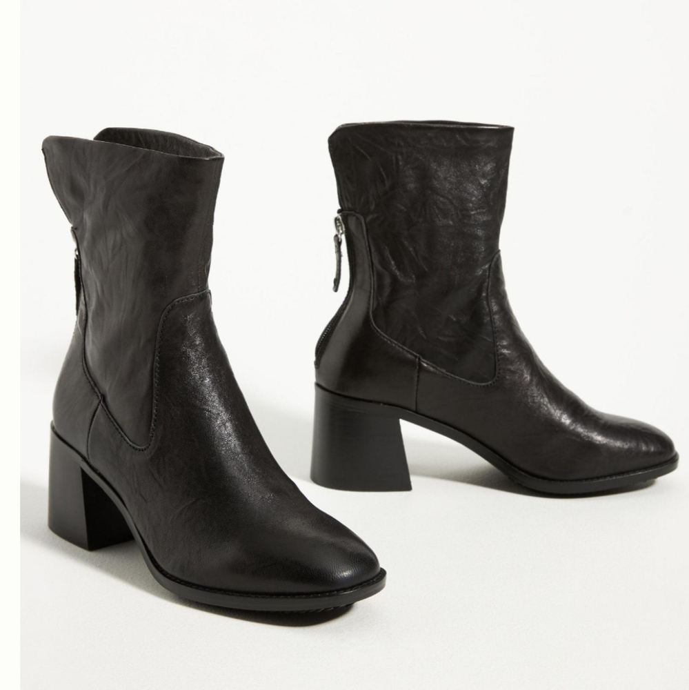 Kelsi Dagger Brooklyn Island Black Oxford Super Soft Chunky Heel Bootie 6.5 Wide